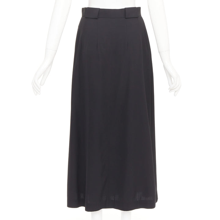 THE ROW black viscose pleated waist silk lined high waist midi skirt US0 XS