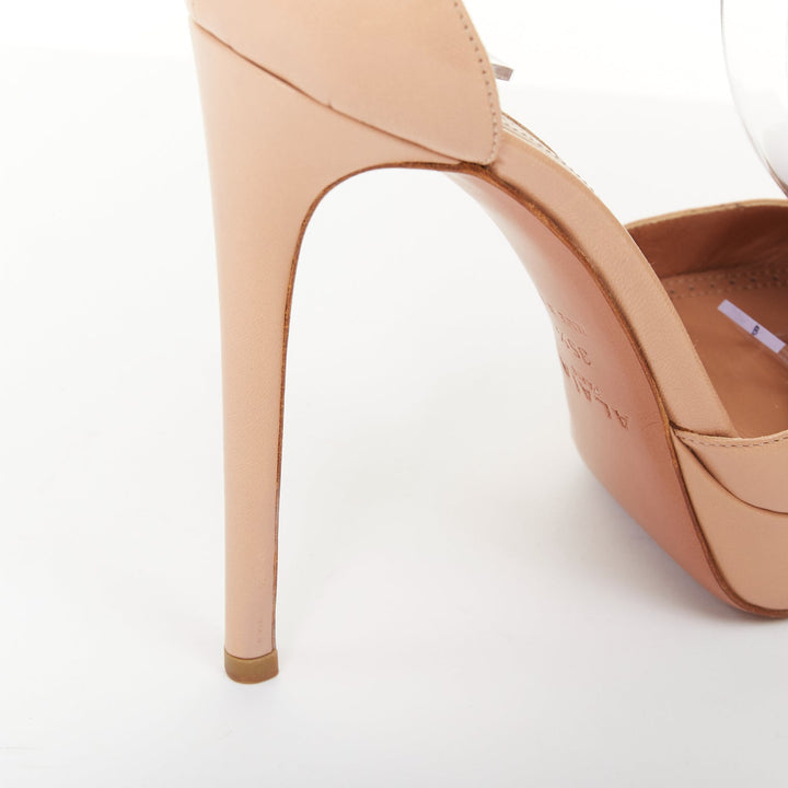 ALAIA 2012 nude leather double ankle strap high heel platform pumps EU35.5