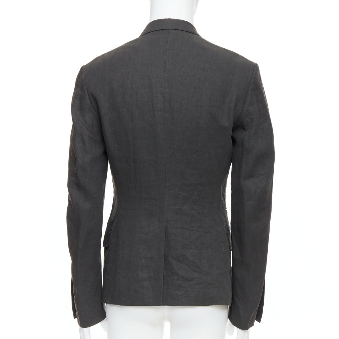 Male mannequin wearing Haider Ackermann Grey Linen Men Blazers in Size  S | Available at JHROP