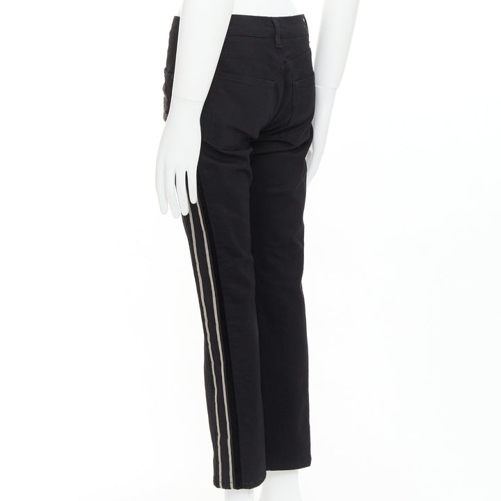 DOLCE GABBANA DENIM Skinny black heart logo embroidered cropped jeans
