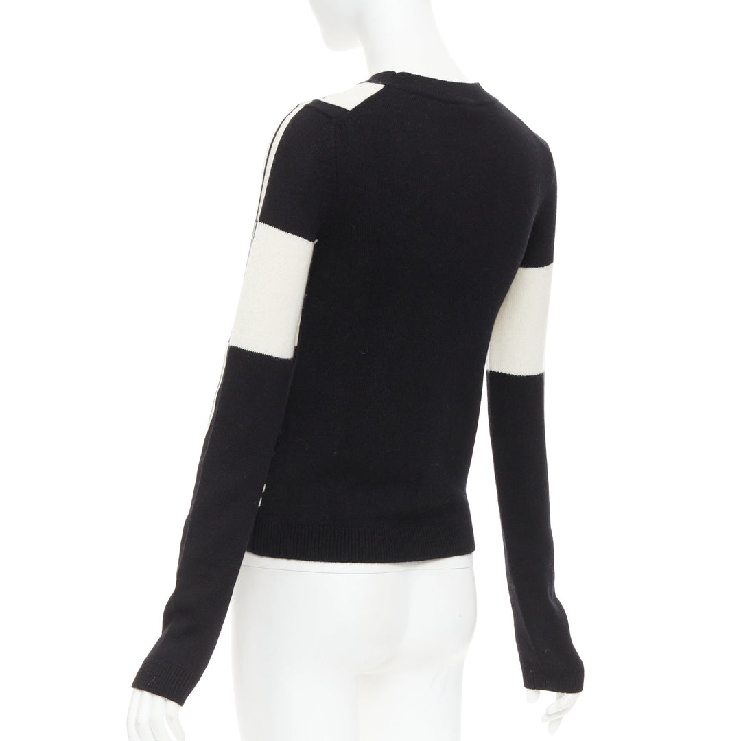 HERMES Brides de Gala 100% Scottish cashmere black white intarsia sweater FR36 S