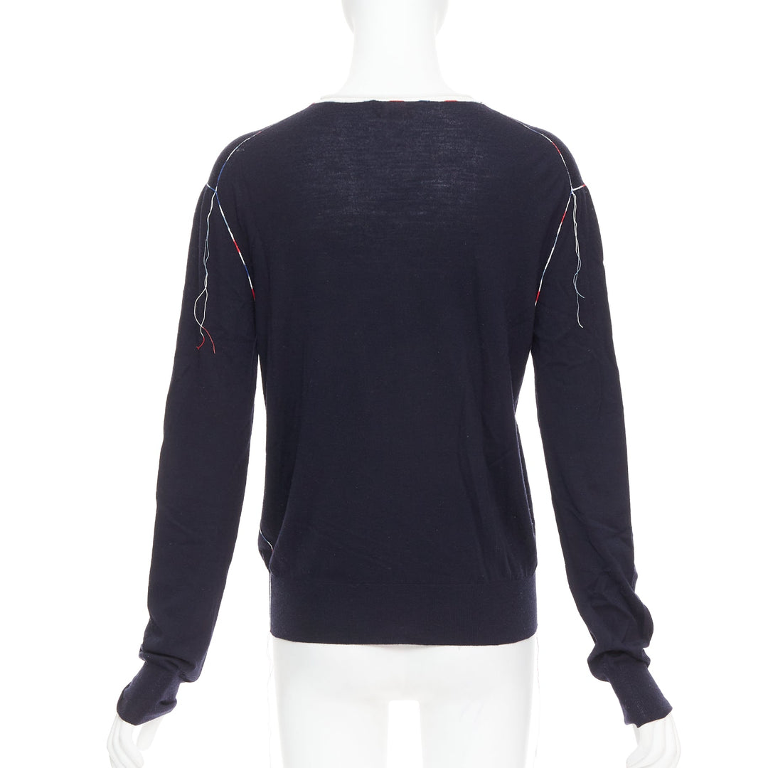 OLD CELINE Phoebe Philo navy multicolor yarns anagram logo sweater