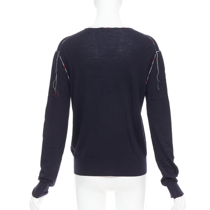 OLD CELINE Phoebe Philo navy multicolor yarns anagram logo sweater