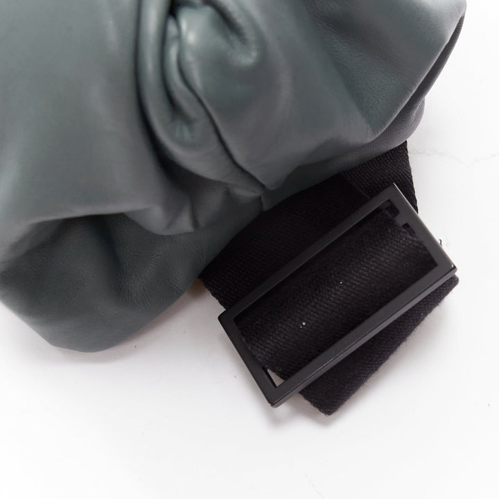 BOTTEGA VENETA The Body pouch grey smooth leather black sport strap waist bag