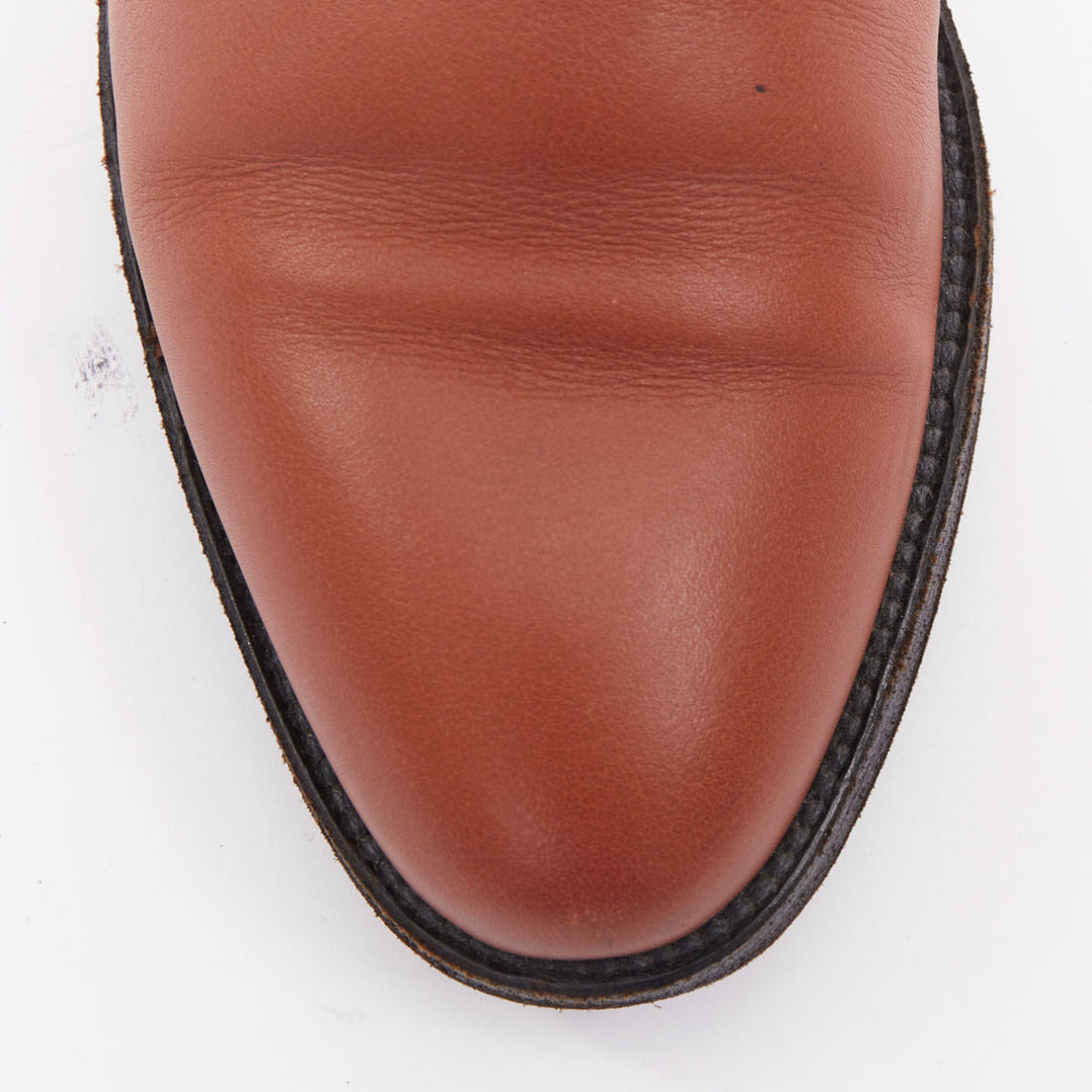 HERMES Jumping Kelly tri-color black brown navy calfskin riding boots EU37