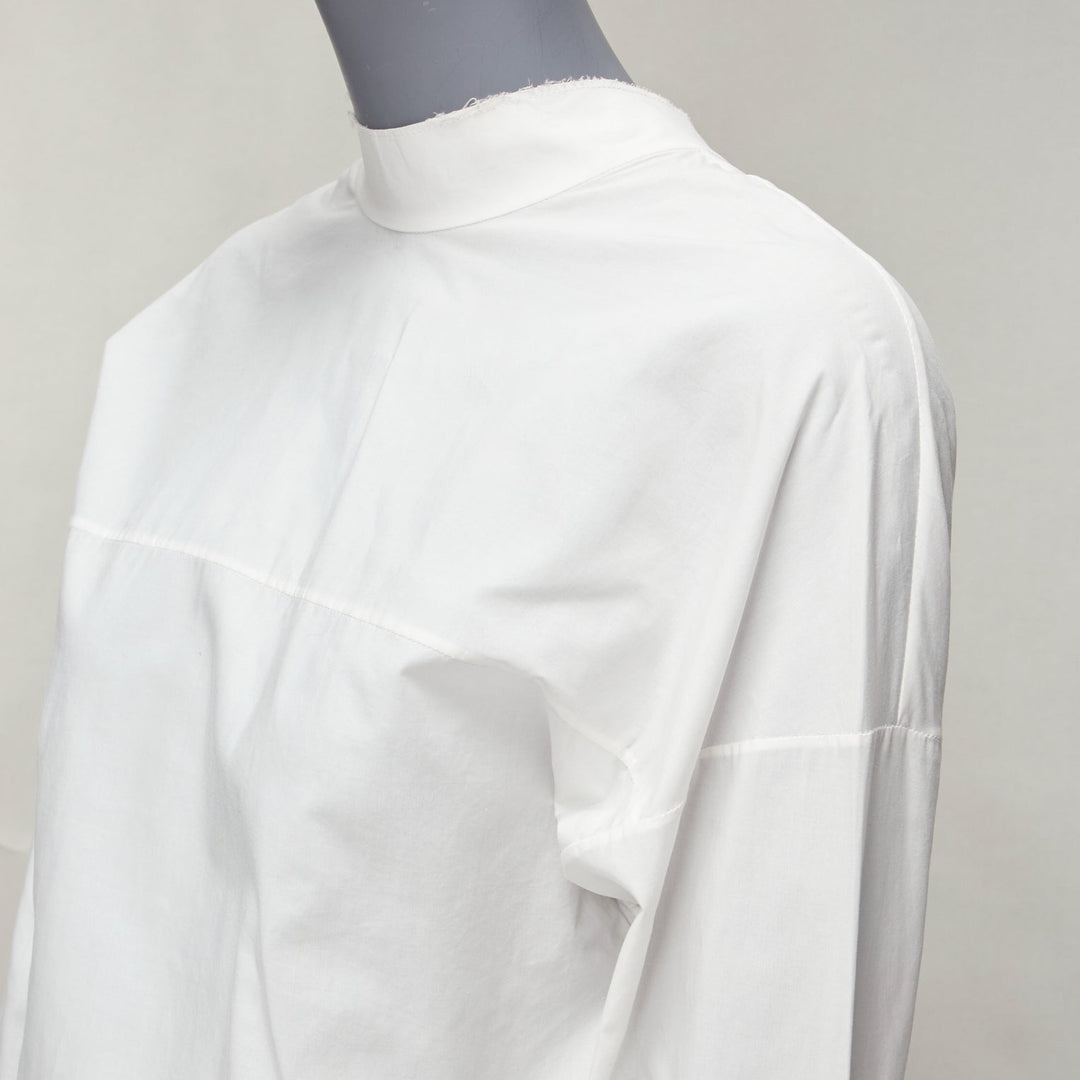 MARNI white cotton minimal front gold hook back panelled white shirt