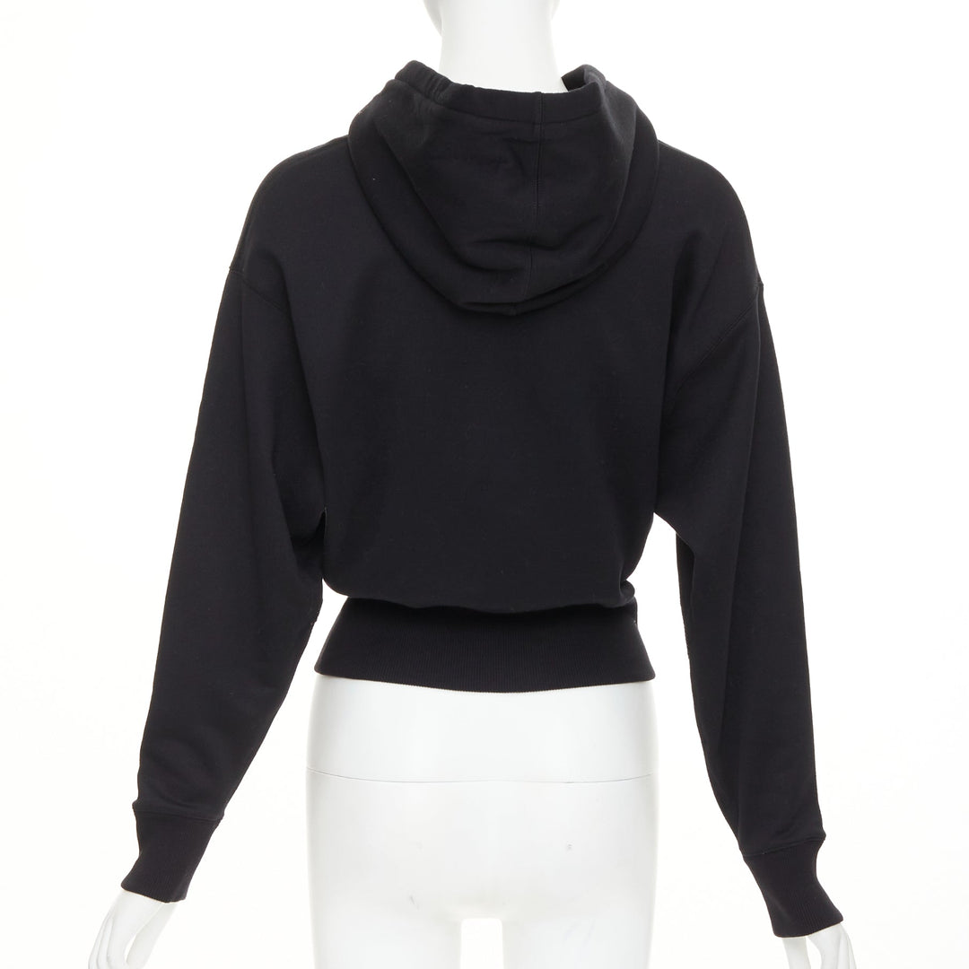 VALENTINO black cotton blend VLogo Signature sequin cropped hoodie XS