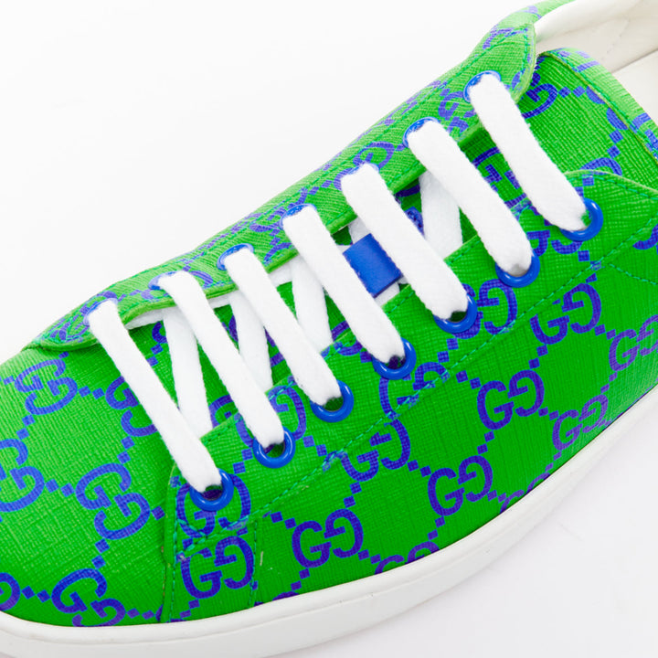 GUCCI Ace Supreme Joy Monogram green blue low top sneakers UK7.5 EU41.5