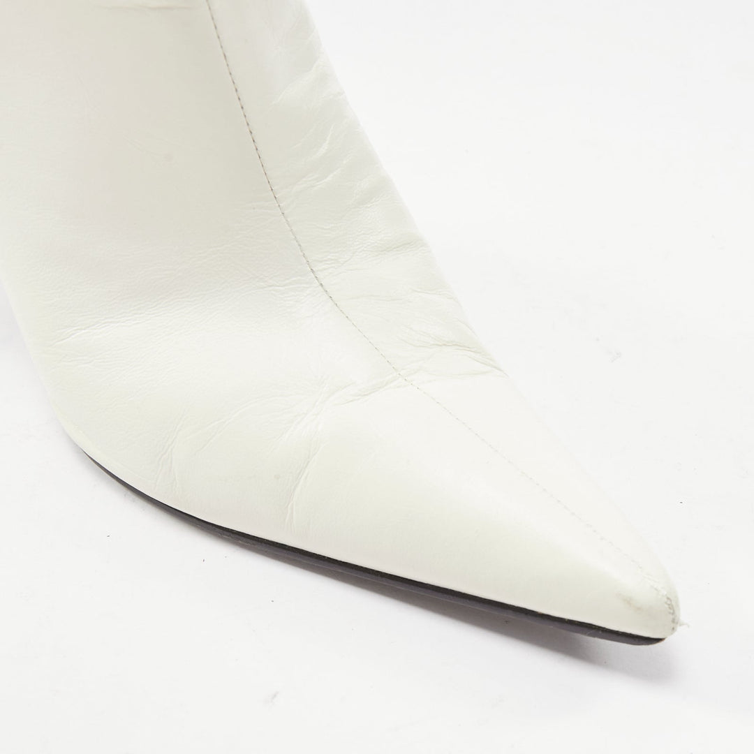 OLD CELINE Phoebe Philo white leather acrylic heels ankle booties EU38.5