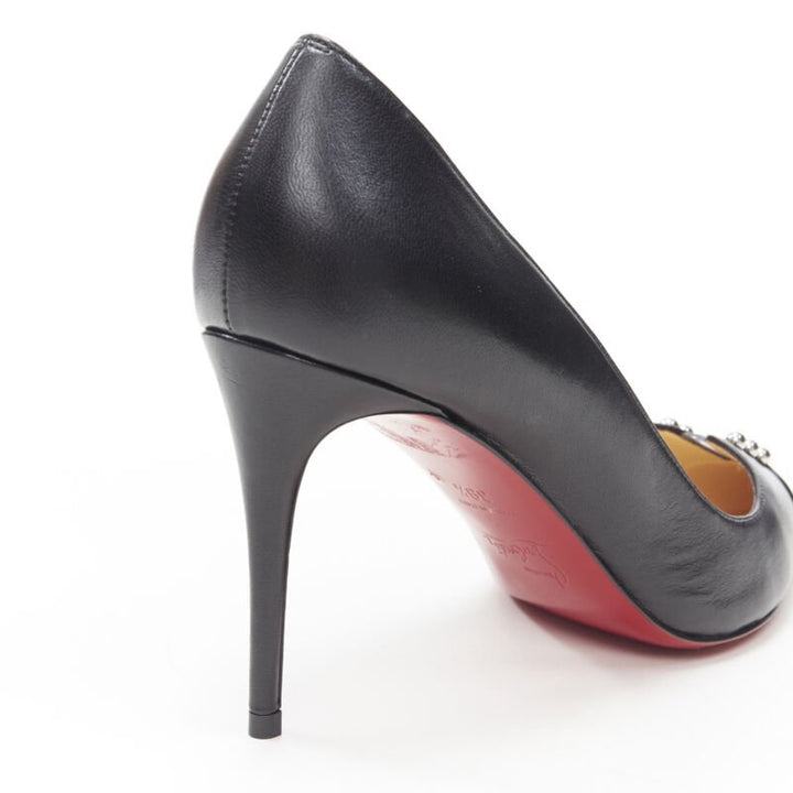 CHRSTIAN LOUBOUTIN Predupump 85 black leather PVC stud toe cap pump EU39.5