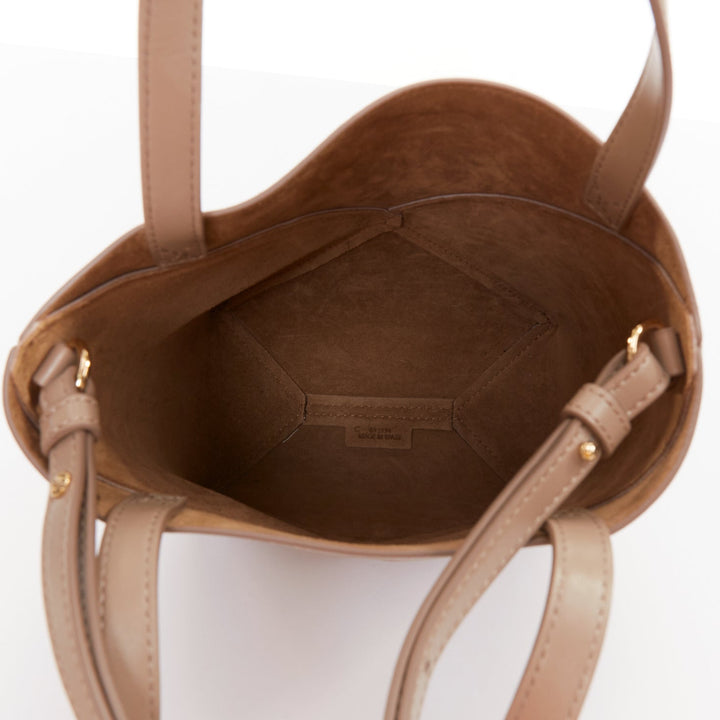 LOEWE 2023 Mini Puzzle Fold Tote sand grey leather gold logo top handle bag