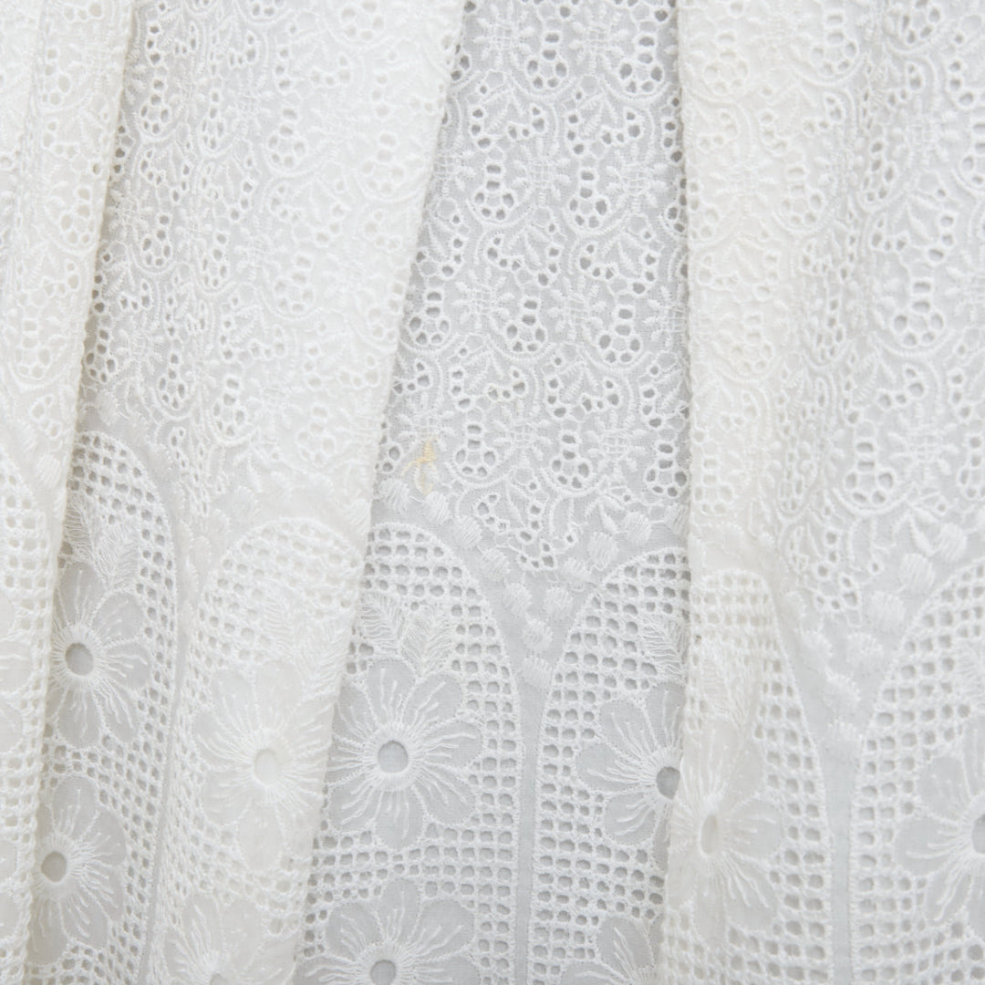 NO. 21 off white 100% silk eyelet embroidered lace slit pleated skirt IT38 XS