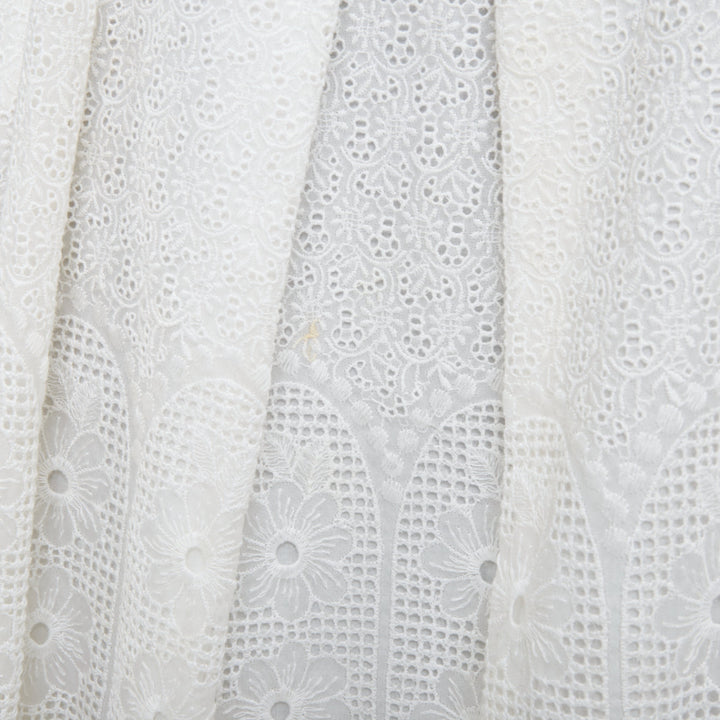 NO. 21 off white 100% silk eyelet embroidered lace slit pleated skirt IT38 XS