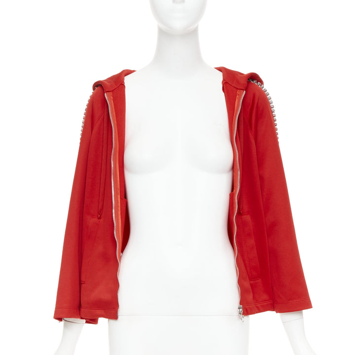GUCCI Alessandro Michele 2018 red rhinestone crystal flared track jacket XS