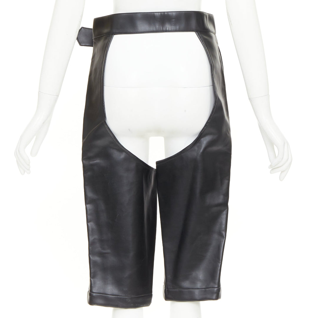 COMME DES GARCONS HOMME PLUS 2019 Runway faux leather cutout chaps shorts XS