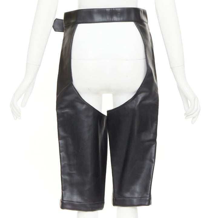 COMME DES GARCONS HOMME PLUS 2019 Runway faux leather cutout chaps shorts XS