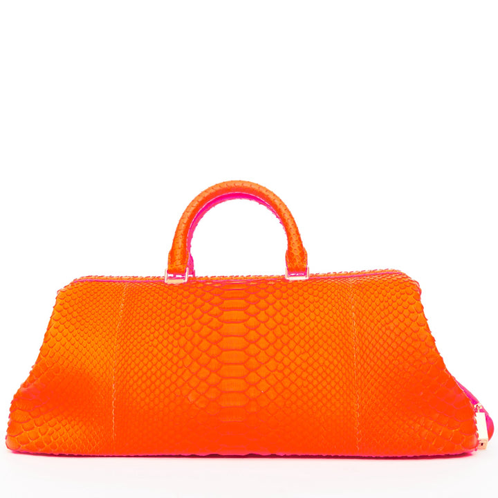 CELINE 2011 Runway Phoebe Philo I Need A Doctor neon orange matte python bag