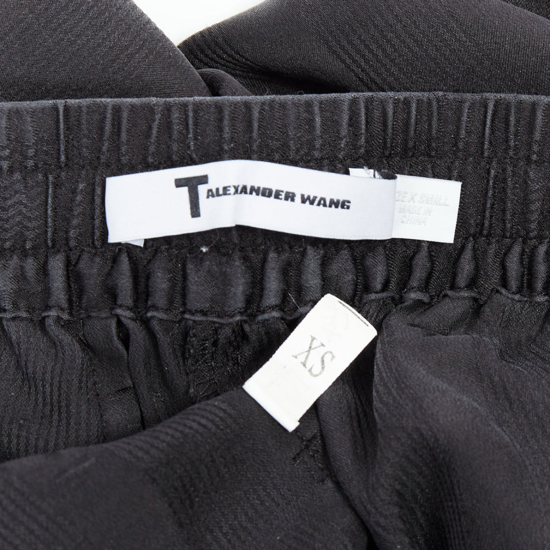 ALEXANDER WANG T black 100% washed silk T logo pajama pants XS