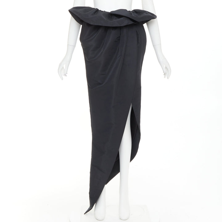 ALEXANDRE VAUTHIER COUTURE black taffeta voluminous peplum side split skirt