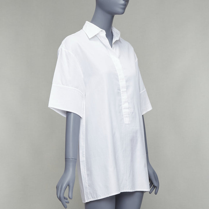 VALENTINO white cotton button front stiff sleeves mini shirt dress IT38 XS