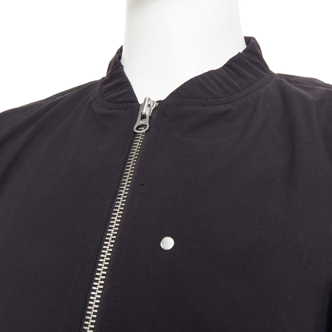 KARMUEL YOUNG Molded Bulk  black stiff cotton zipped crop bomber jacket IT48 M