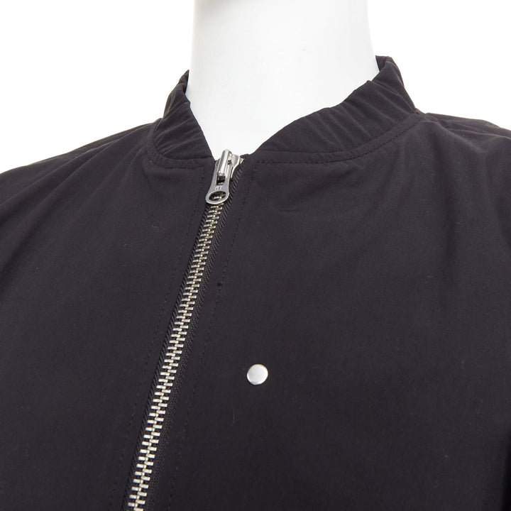 KARMUEL YOUNG Molded Bulk  black stiff cotton zipped crop bomber jacket IT48 M