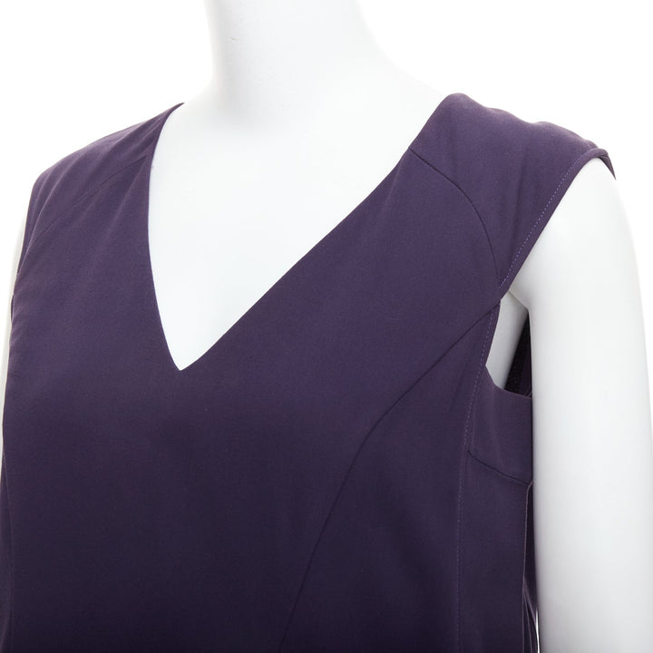 MARNI purple cotton silk Vneck peplum hi low tunic top IT40 S