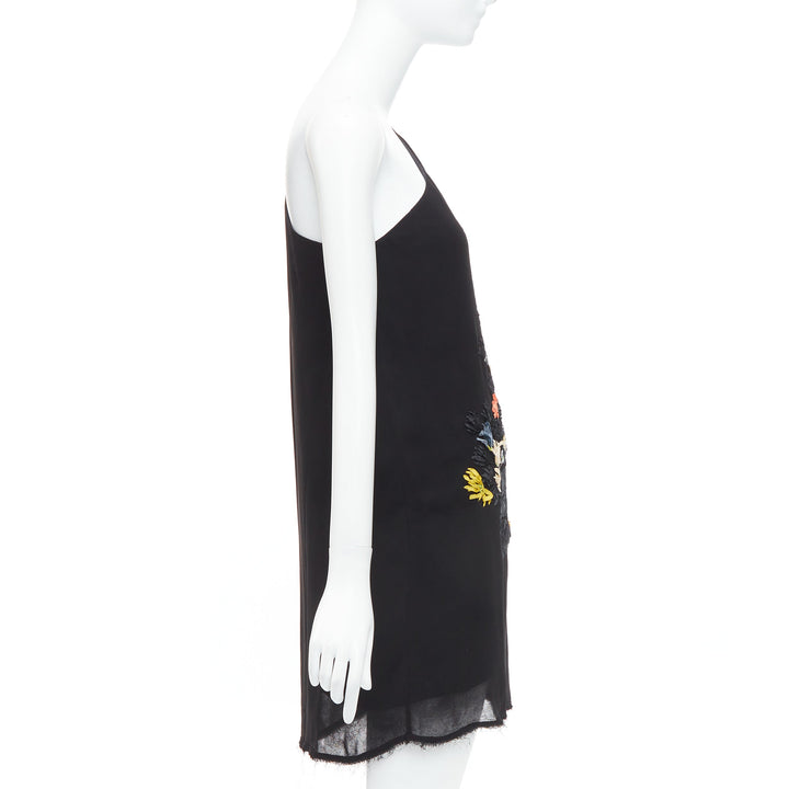 FENDI Vintage black coral floral embellished one shoulder dress IT42 M