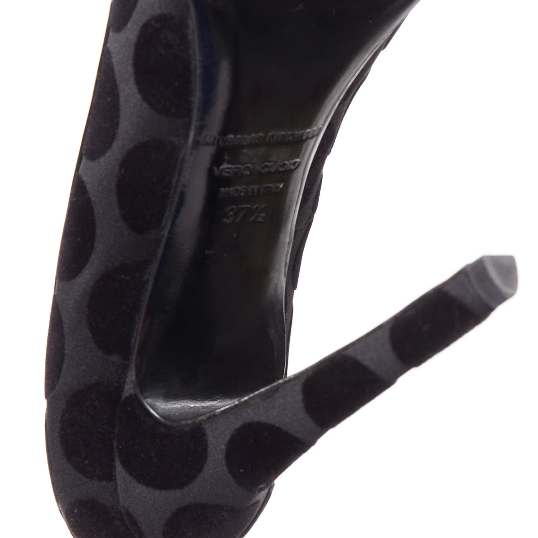NICHOLAS KIRKWOOD Casati black velvet polka dot pearl platform pumps EU37.5