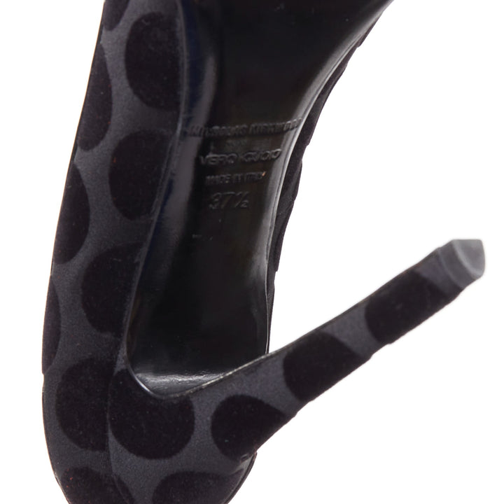 NICHOLAS KIRKWOOD Casati black velvet polka dot pearl platform pumps EU37.5