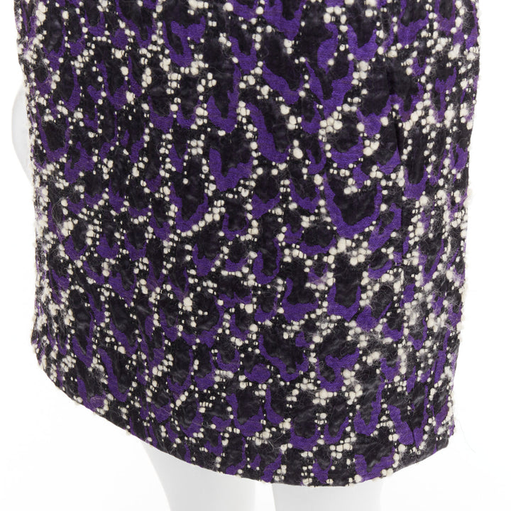VERSACE purple black white tweed black jacquard sleeveless dress IT38 XS