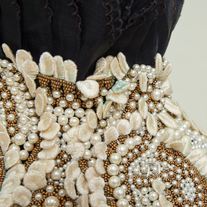 rare ALEXANDER MCQUEEN 2013 Runway pearl bead embroidery halter neckpiece IT40 S