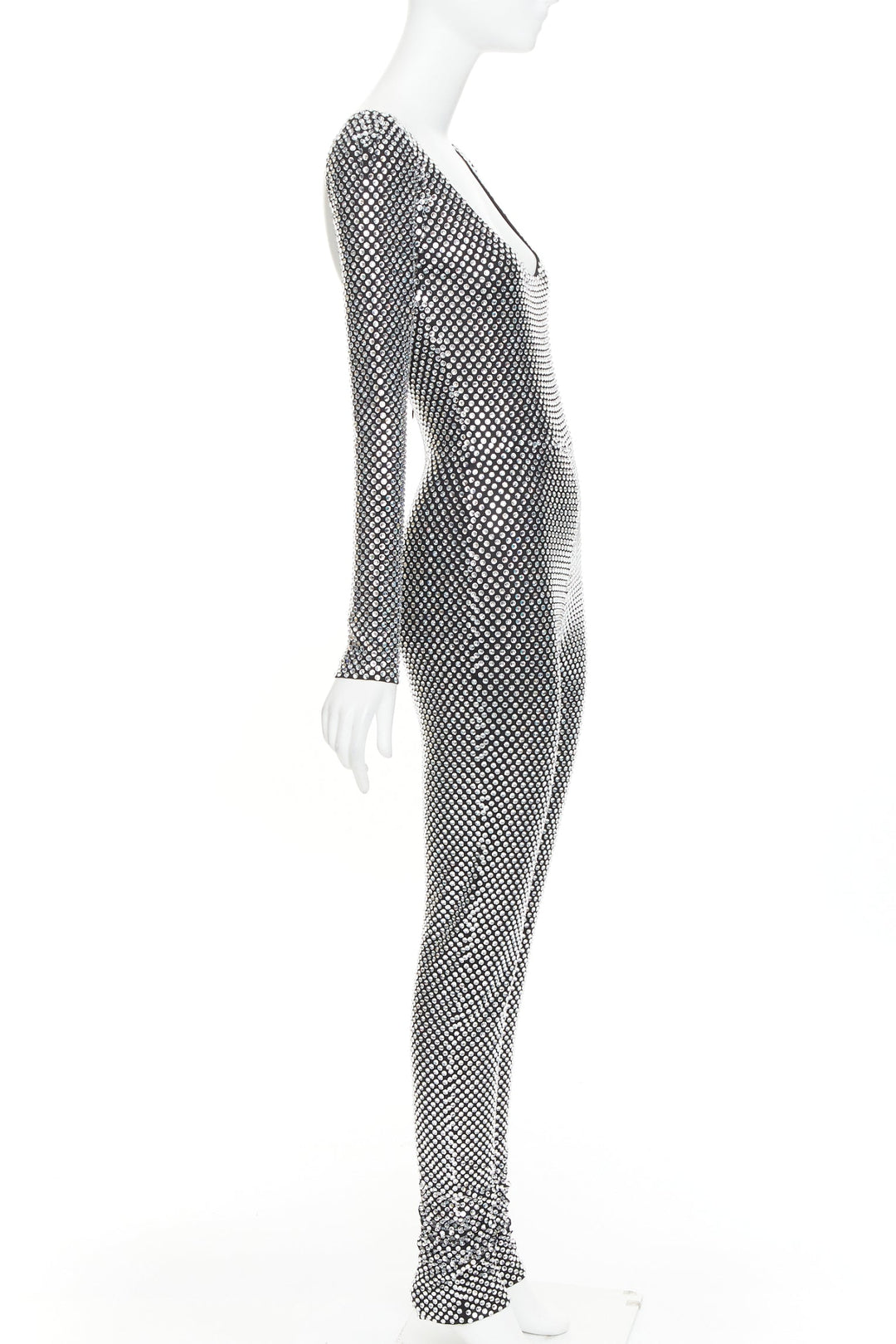 rare ALEXANDRE VAUTHIER COUTURE SS2021 Runway silver crystal scoop neck jumpsuit