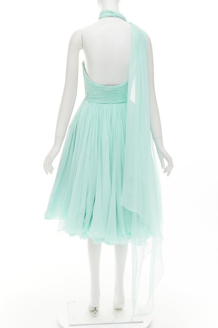 ALEXANDRE VAUTHIER COUTURE AW2019 Runway aqua blue strapless dress sash scarf