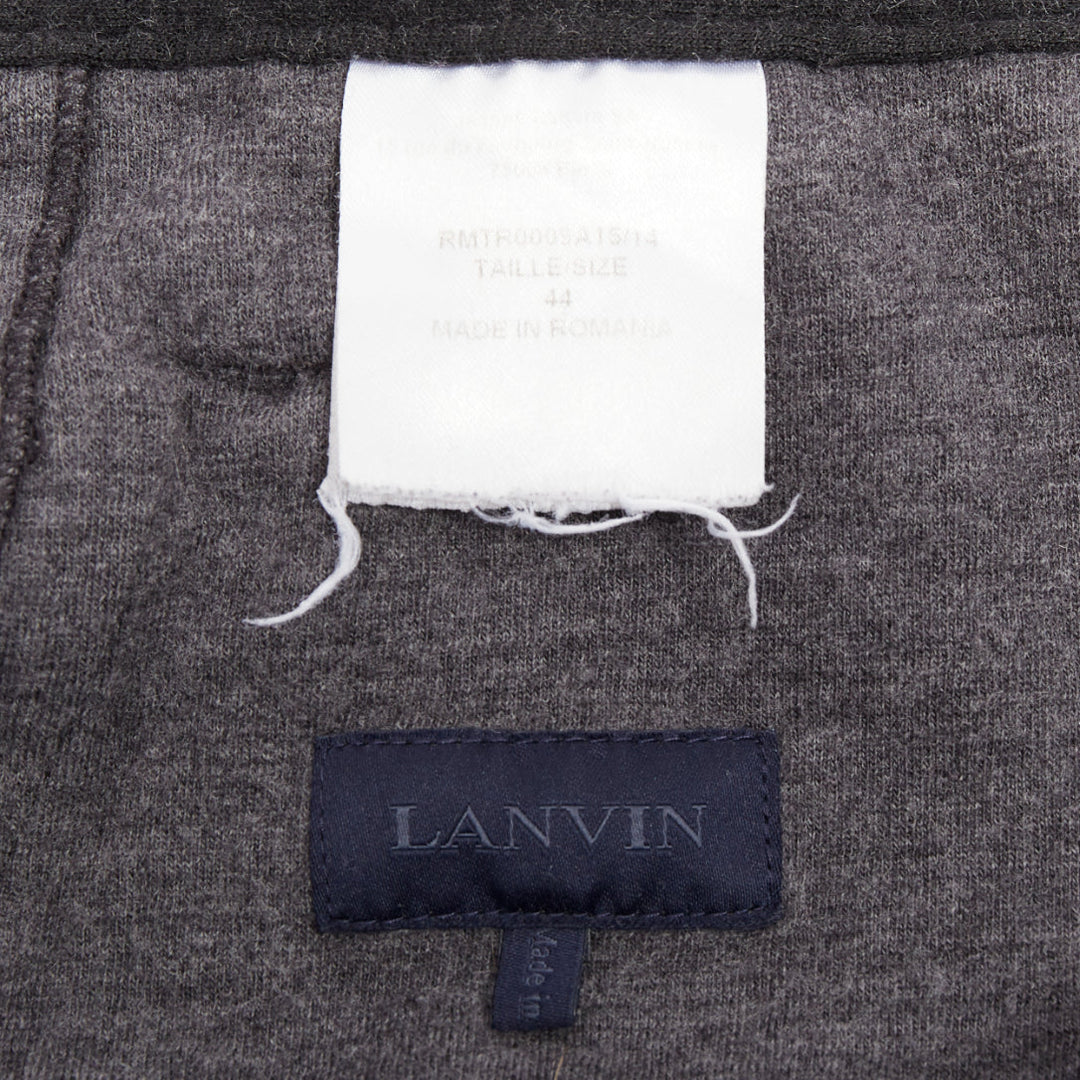 LANVIN grey wool blend raw edge elastic waistband jogger pants FR46 S
