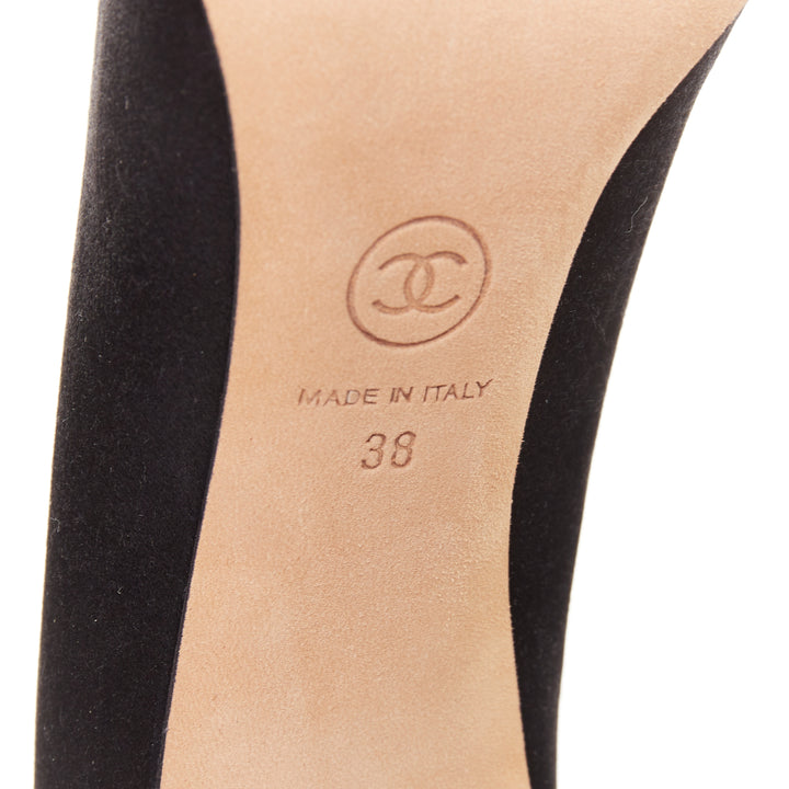 CHANEL 2016 Runway Serpent Pearl black satin CC pearl crystal snake  pump EU38