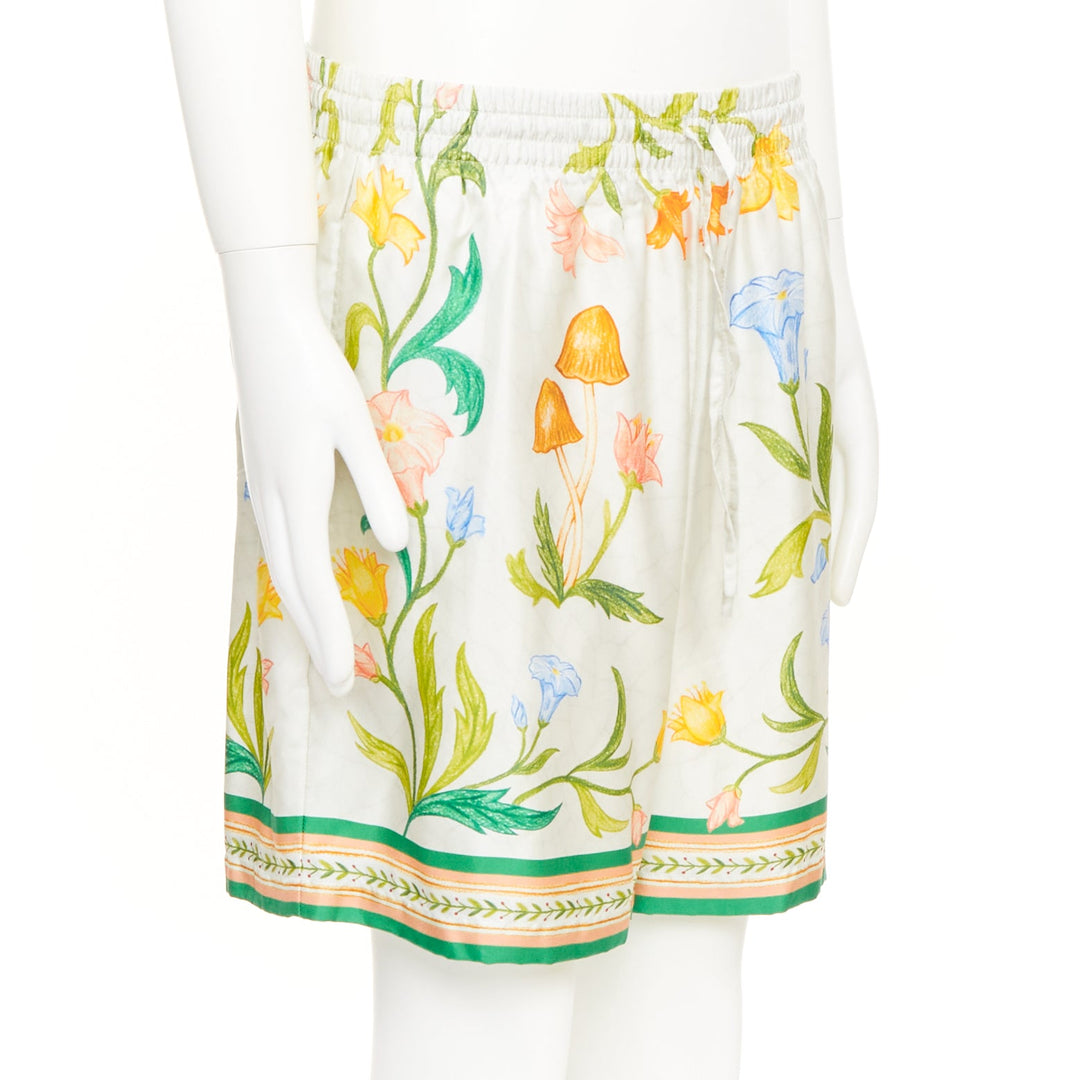 CASABLANCA 2023 L'Arche Fleurie floral print drawstring silk beach shorts XXL