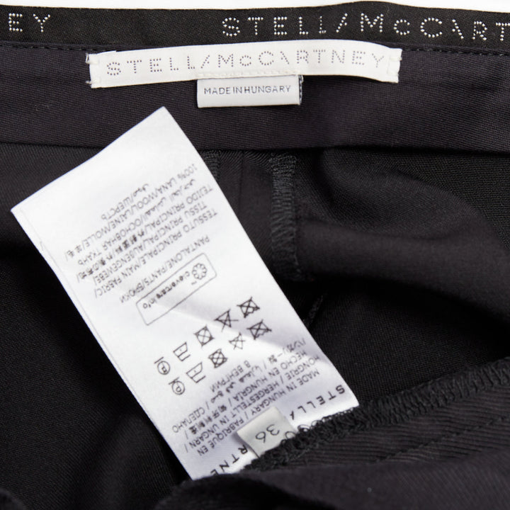STELLA MCCARTNEY black wool twill silver zip pocketed tapered pants IT36 XXS