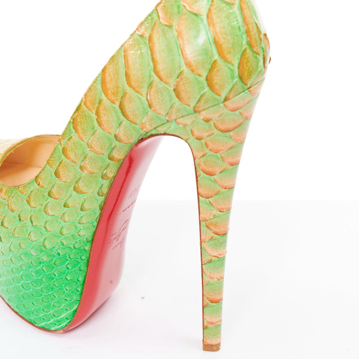 CHRISTIAN LOUBOUTIN Daffodile 160 Menthe ombre green scale platform heels EU36.5