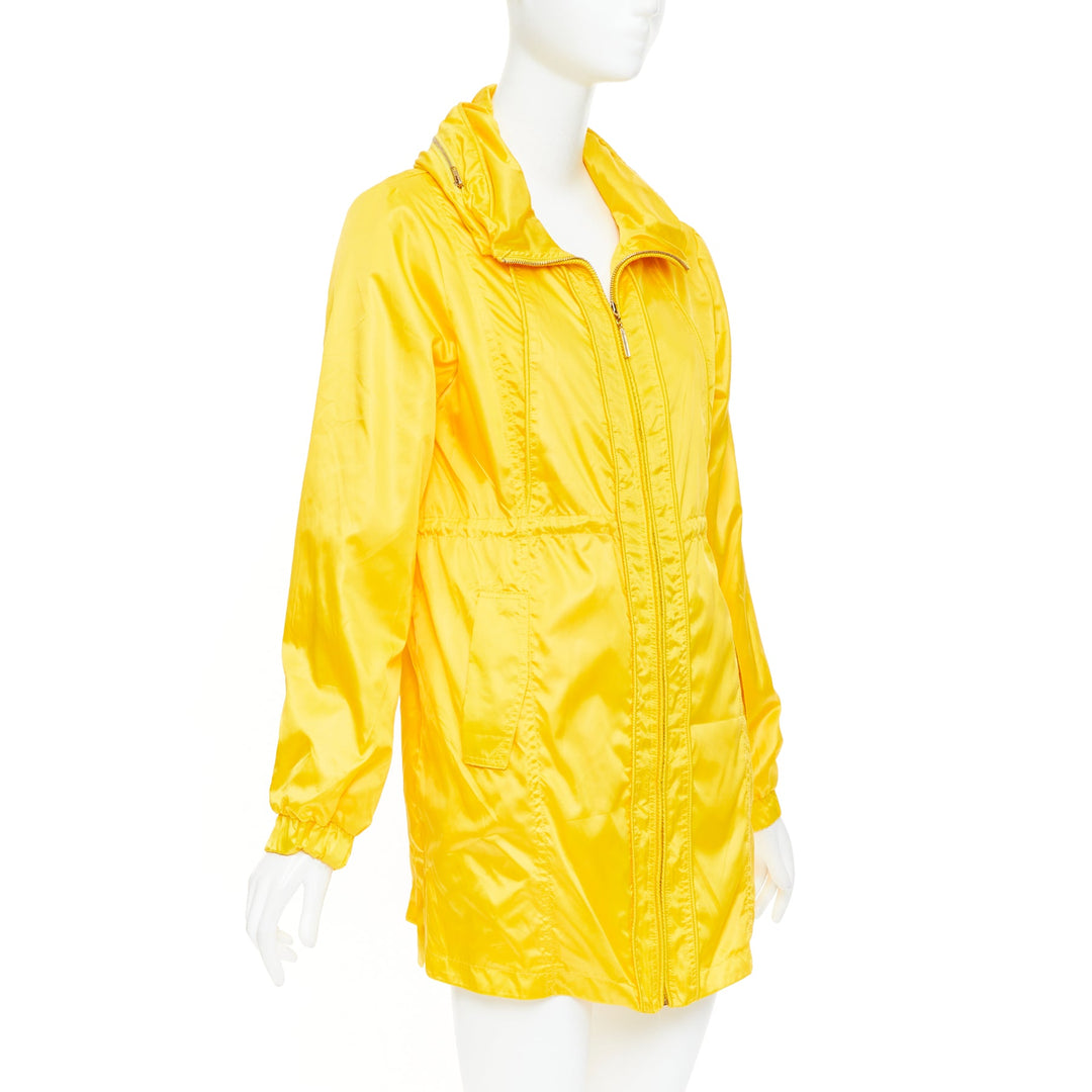 MONCLER sunshine yellow nylon patch logo technical packable rain parka XL