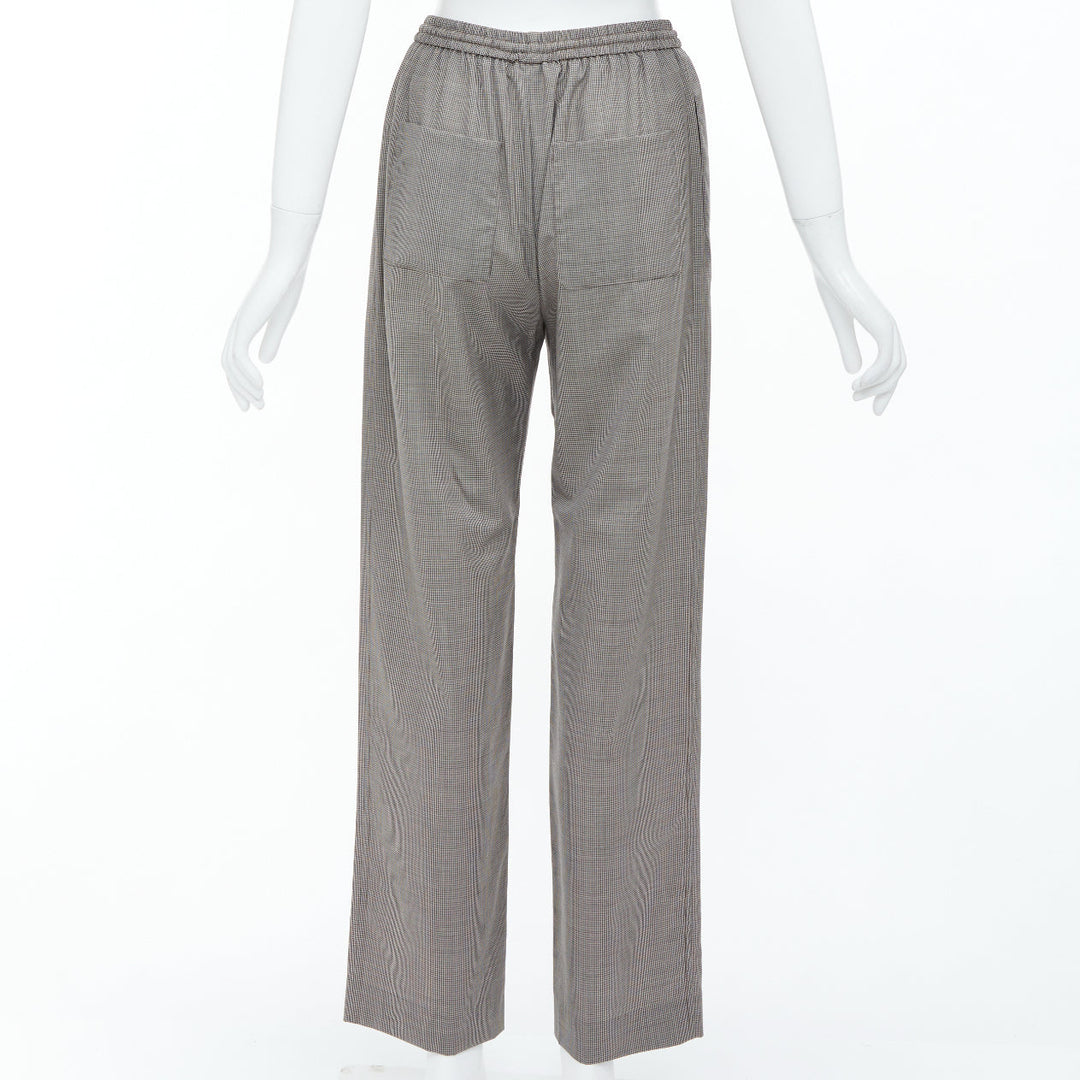 CELINE Phoebe Philo brown check wool silk drawstring pajama pants FR36 S