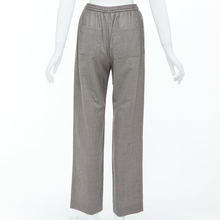 CELINE Phoebe Philo brown check wool silk drawstring pajama pants FR36 S