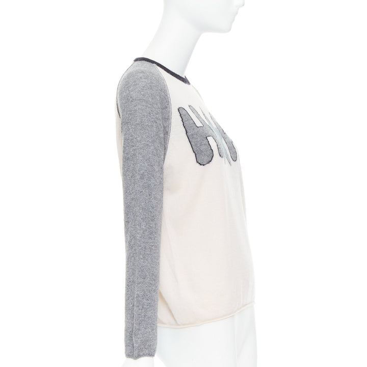 DIOR 100% cashmere pink grey HOPE star raglan sweater FR36 S