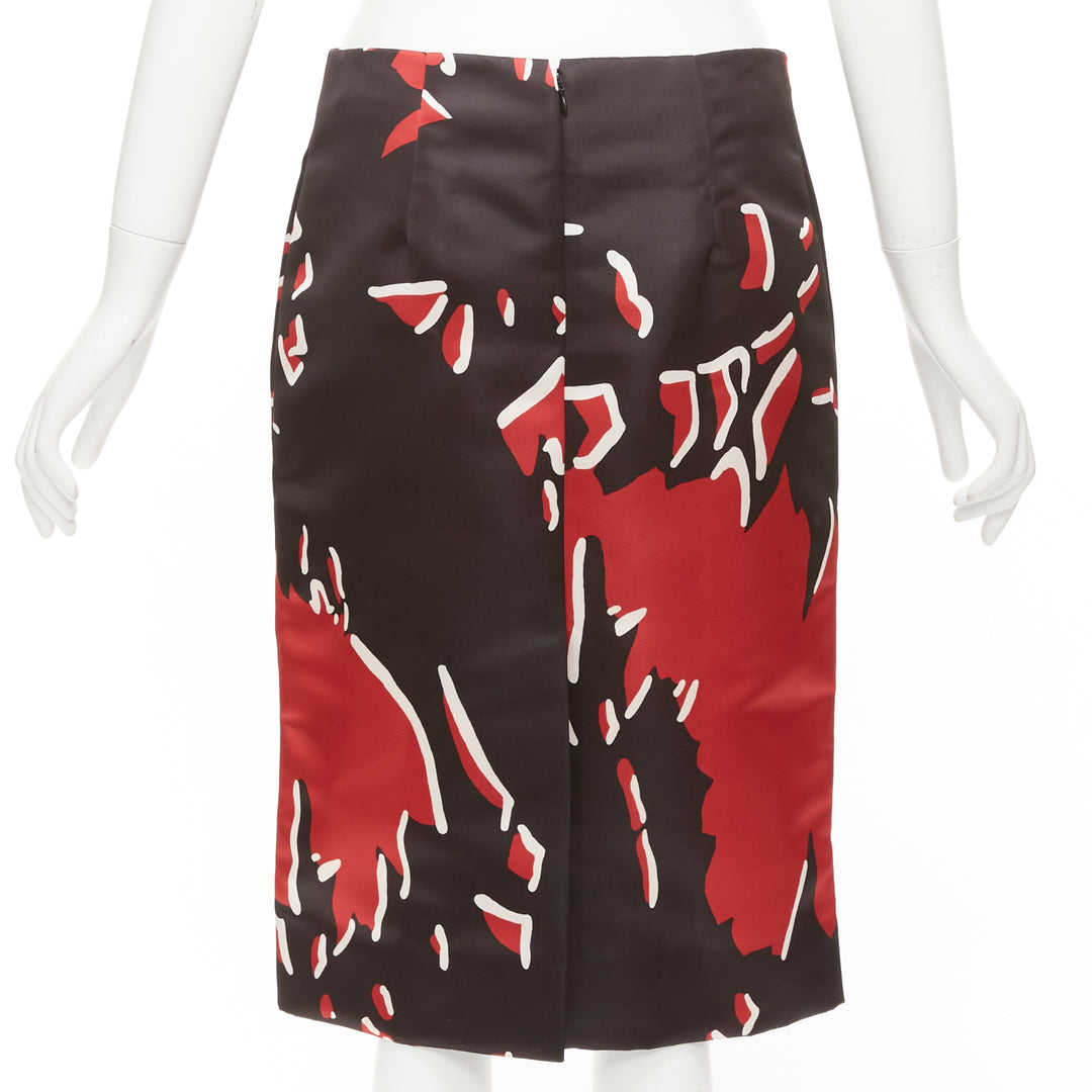 MARNI black red abstract print mid waist knee length skirt IT40 S