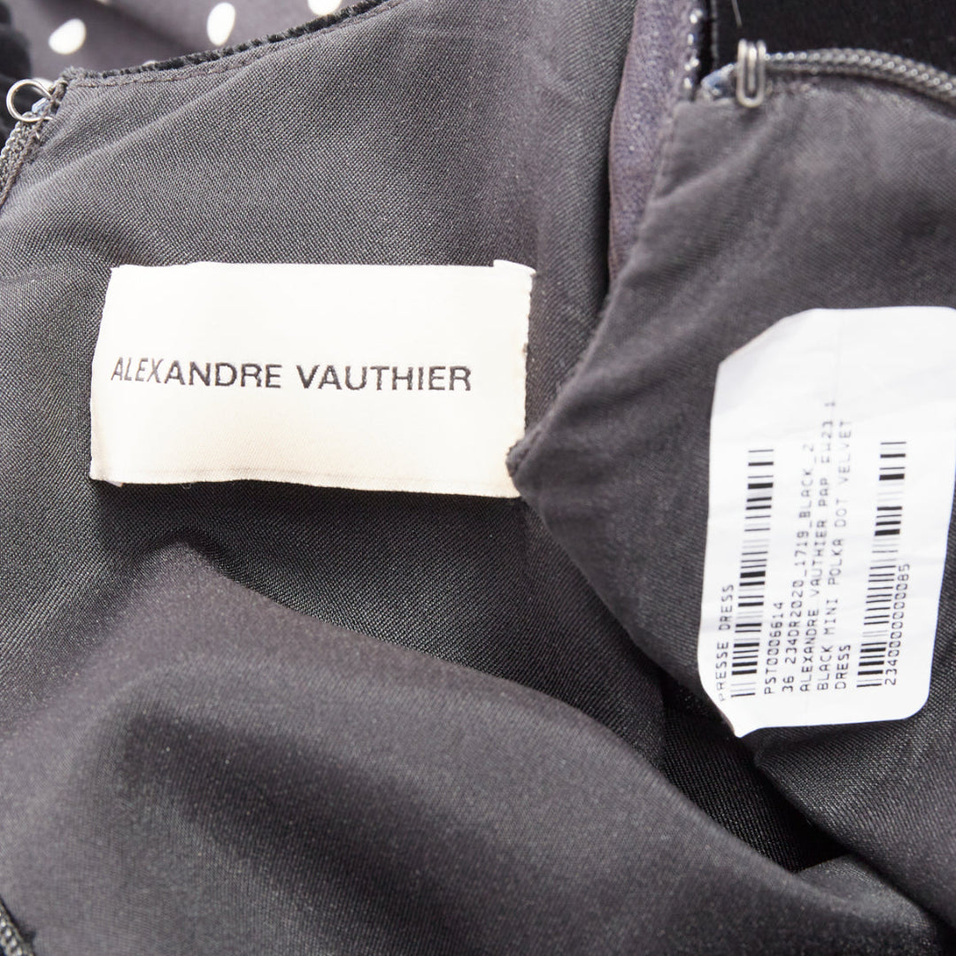 ALEXANDRE VAUTHIER COUTURE Runway black velvet polka dot mini dress