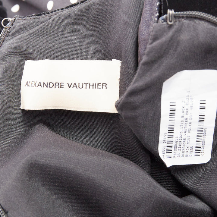 ALEXANDRE VAUTHIER COUTURE Runway black velvet polka dot mini dress