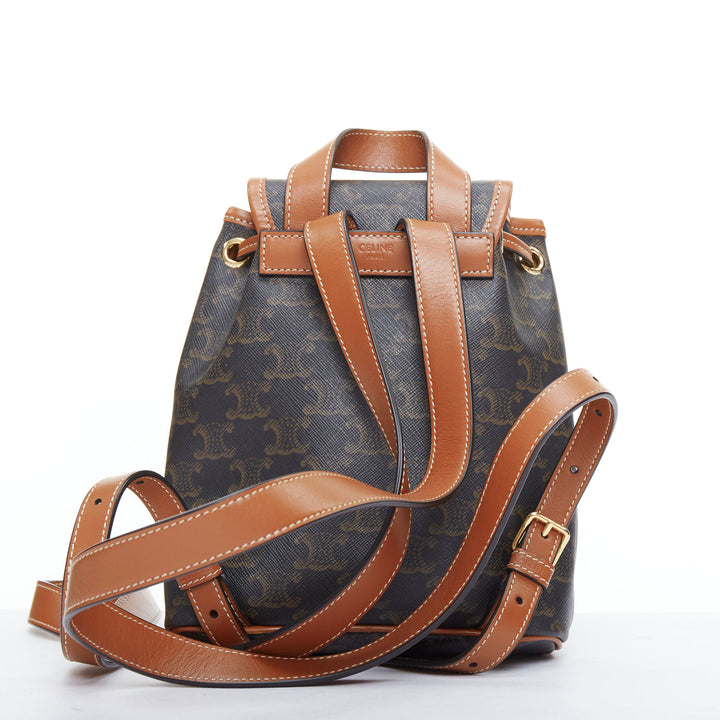 CELINE Folco brown triomphe monogram canvas mini backpack