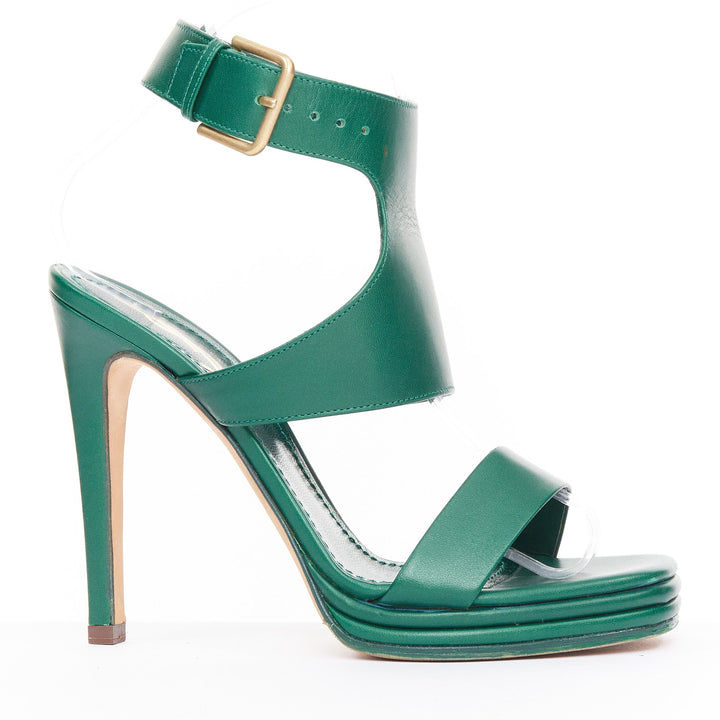 YVES SAINT LAURENT 2011 Tribute green smooth leather ankle strap sandal EU37 US7