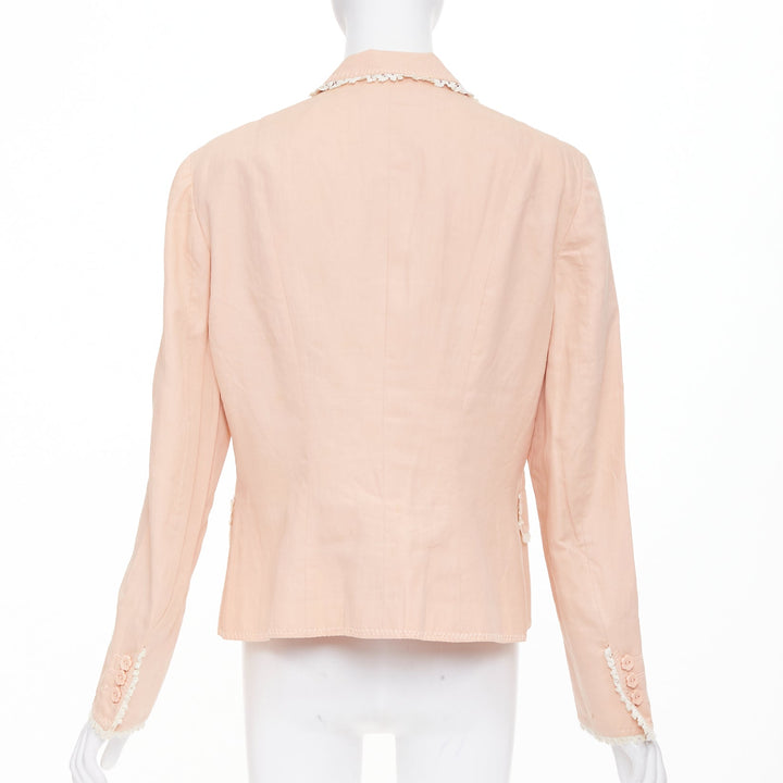 MOSCHINO Cheap and Chic lace butterfly applique pink cotton blend jacket IT48 XL