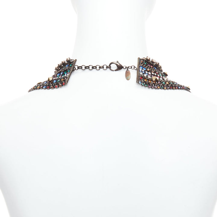 IOSSELLIANI gold multicolor rhinestone crystal encrusted collar necklace